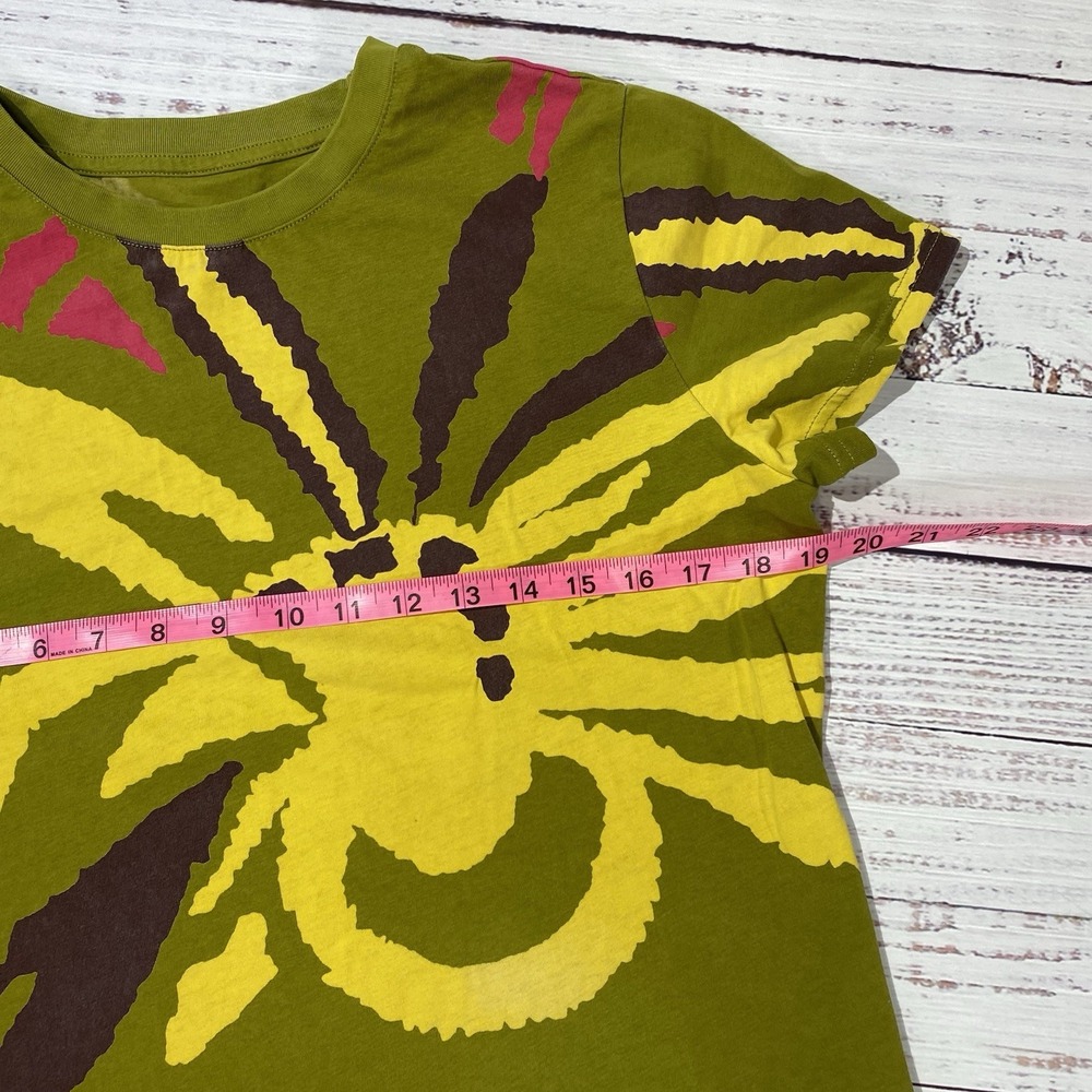 Alina Assi T-Shirt Womens Medium Green Yellow Abstract Graphic Short Sleeve Tee - Picture 3 of 7